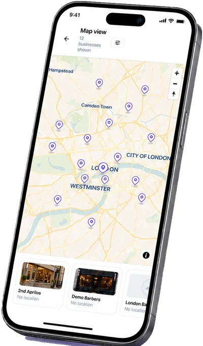 The Oraros app — businesses on the map