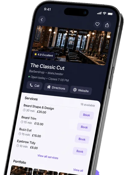 The Oraros app — a venue’s services and portfolio